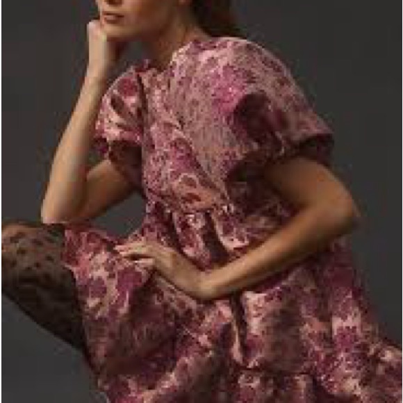 By Anthropologie Short/Sleeve Babydoll Mini Dress - Picture 5 of 7